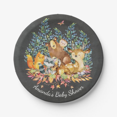 Woodland Animals Neutral Baby Shower 7 Plate