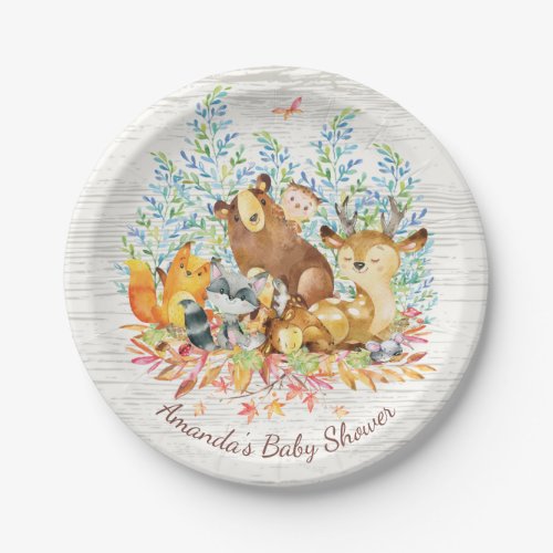 Woodland Animals Neutral Baby Shower 7 Plate