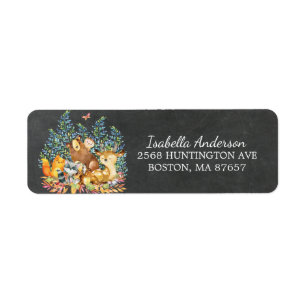 Woodland Animals Neutral Baby Shower Address Label