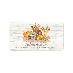 Woodland Animals Neutral Baby Shower Address Label
