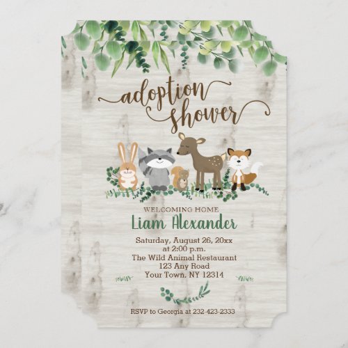 Woodland Animals New Baby Adoption Die Cut Invitation