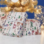 Woodland animals nordic ski Christmas pattern Wrap Wrapping Paper<br><div class="desc">Woodland animals and nordic ski Christmas all-over print deer,  rabbit,  fox in the snow and chalet apres ski illustration. Original artwork by Caroline Bonne Müller</div>