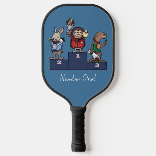 Woodland Animals Number One! Medal Podium Art Pickleball Paddle
