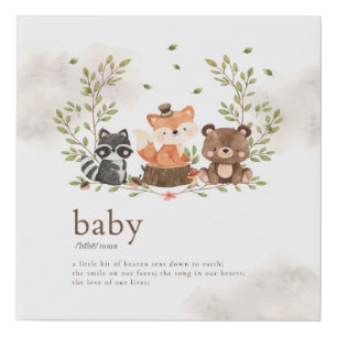 Woodland Animals Nursery Baby Definition Canvas