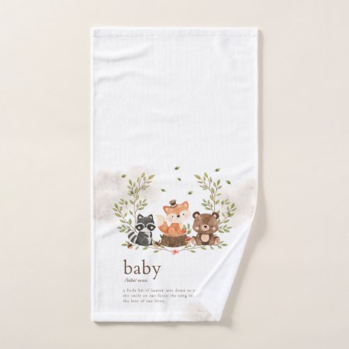 Woodland Animals Nursery Baby Meaning Hand Towel