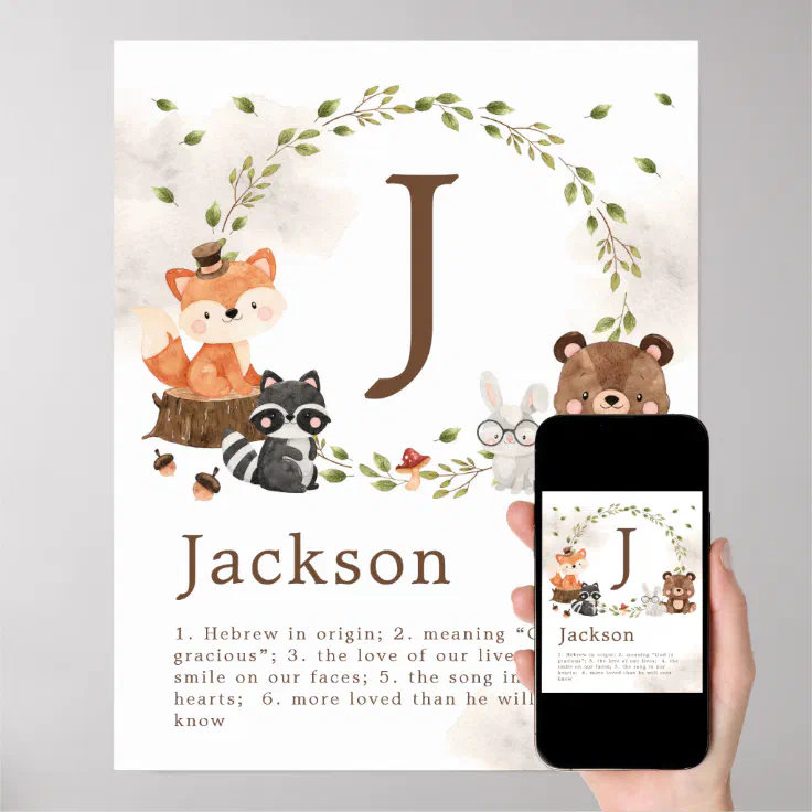 Woodland Animals Nursery Custom Monogram Poster | Zazzle Woodland Animals Nursery Custom Monogram Poster | Zazzle