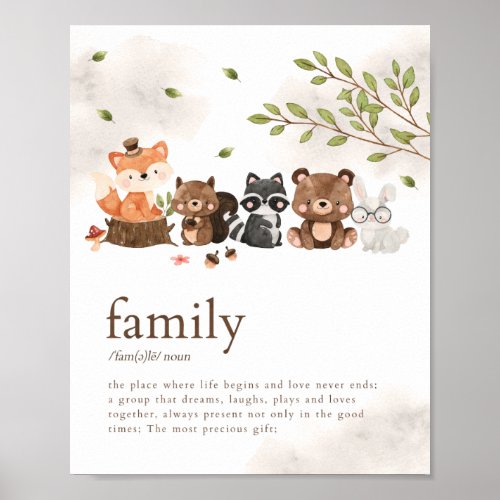 Woodland Animals Nursery Family Poster