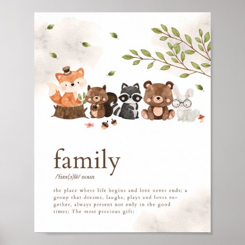 Woodland Animals Nursery Family Poster