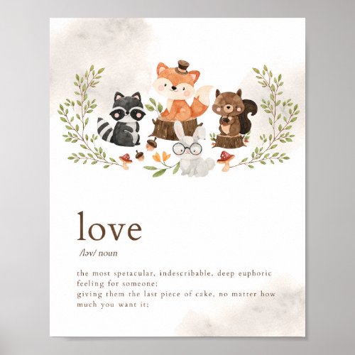 Woodland Animals Nursery Love Poster