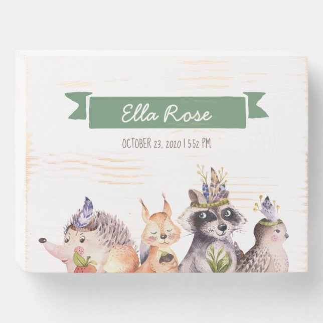 Woodland Animals Nursery Name  Wooden Box Sign (Front Horizontal)
