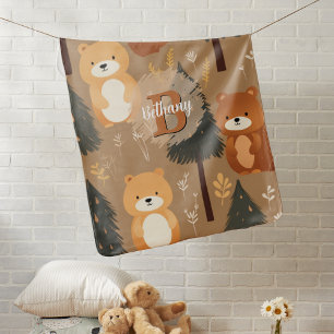 Woodland Animals Nursery Personalized  Baby Blanket