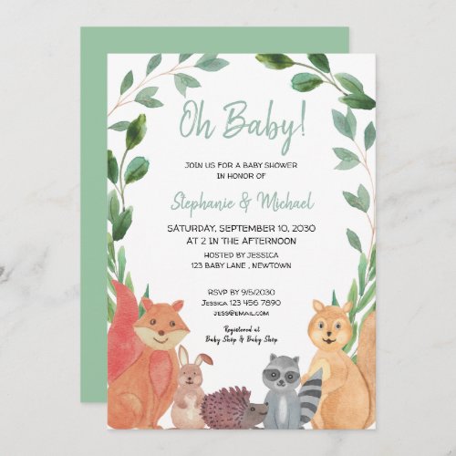 Woodland Animals Oh Baby Couples Baby Shower Invitation