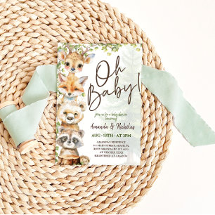 Woodland Animals Oh Baby Shower Invitation