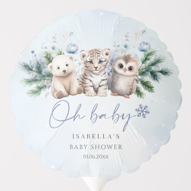 Woodland Animals Oh Baby Winter Baby Shower  Balloon (Front)