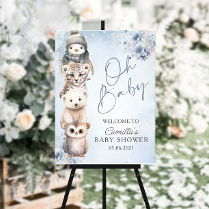 Woodland Animals Oh Baby Winter Baby Shower Foam Board