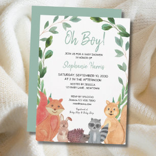 Woodland Animals Oh Boy Baby Shower Invitation