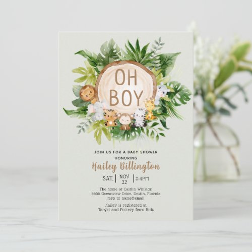 Woodland Animals Oh Boy Forest Baby Shower Invitation