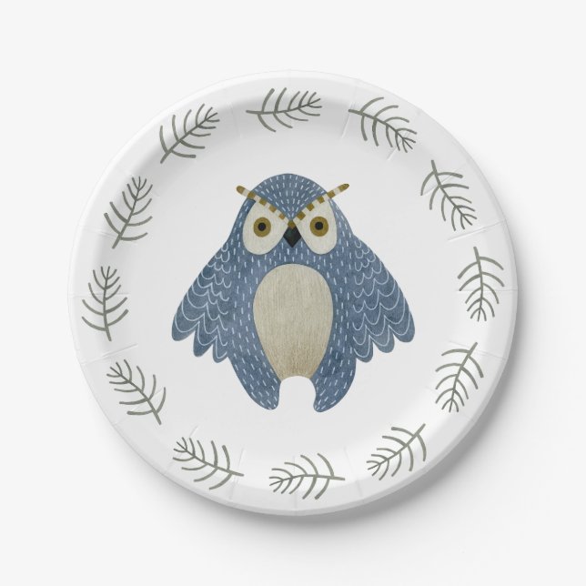 Woodland Animals Owl Paper Plates (Front)