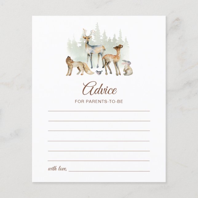 Woodland Animals Parents-to-be Advice Card (Front)