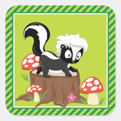 Woodland Animals Party  Skunk Square Sticker