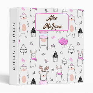 Woodland Animals Pattern 3 Ring Binder – Personali