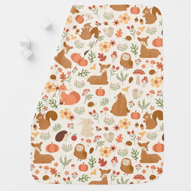 Woodland Animals Pattern Baby Blanket (In Situ)