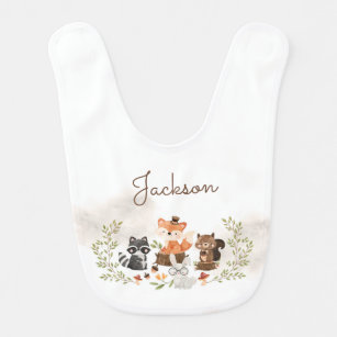 Woodland Animals Personalized Baby Bib