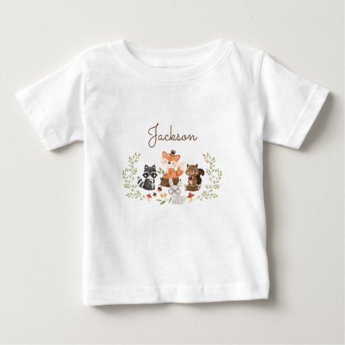 Woodland Animals Personalized Baby Shirt