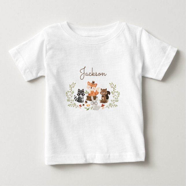 Woodland Animals Personalized Baby Shirt (Front)