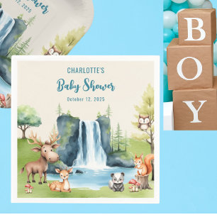Woodland animals Personalized Baby Shower Paper Napkins