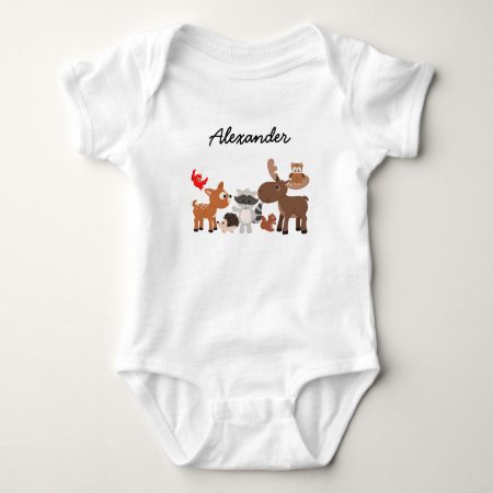 Woodland Animals Personalized Snap Undershirt Baby Bodysuit