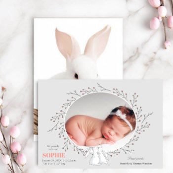 Woodland Animals Photo Birth Announcement by SocialiteDesigns at Zazzle