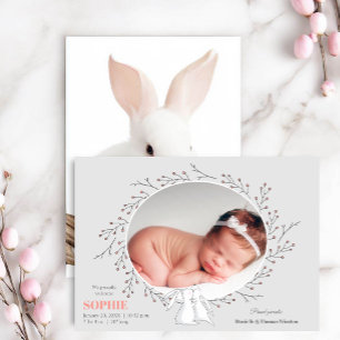 Woodland Animals Photo Birth Announcement