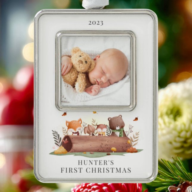 Woodland Animals Photo First  Christmas Ornament (Creator Uploaded)