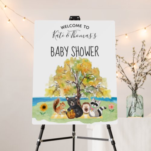 Woodland Animals Picnic Baby Shower Welcome Foam Board