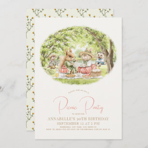 Woodland Animals Picnic Birthday Invitation