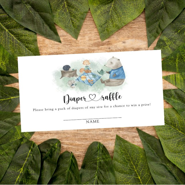 Woodland animals picnic - diaper raffle enclosure card (Creator Uploaded)