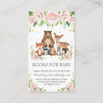 Woodland Animals Pink Blush Floral Books for Baby Enclosure Card