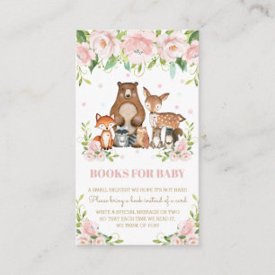 Woodland Animals Pink Blush Floral Books for Baby Enclosure Card