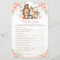 Woodland Animals Pink Floral Find the Guest Game