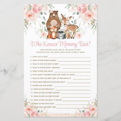 Woodland Animals Pink Floral Who Knows Mommy Best 
