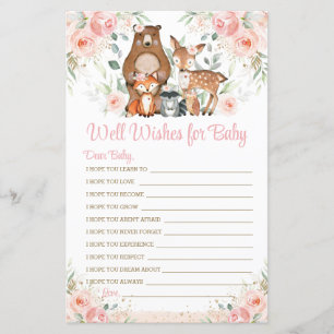 Woodland Animals Pink Floral Wishes for Baby Game