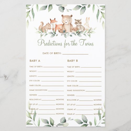 Woodland Animals Prediction for Twins Activity