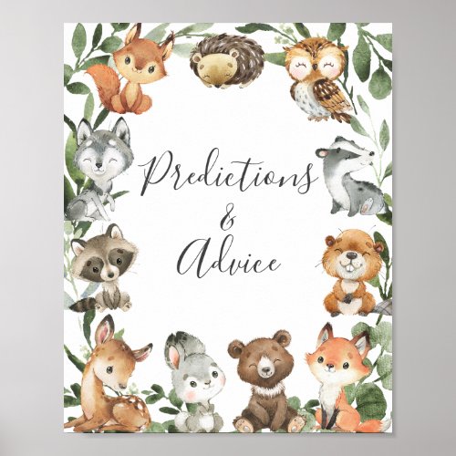 Woodland Animals Predictions and Advice Sign