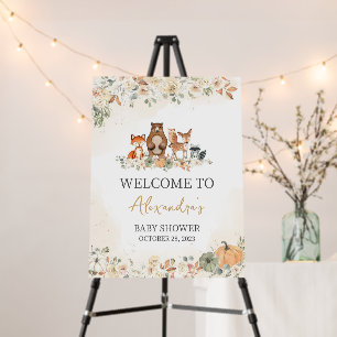 Woodland Animals Pumpkin Baby Shower Welcome Sign