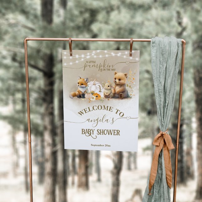 Woodland Animals Pumpkin Fall Baby Shower welcome Foam Board (Creator Uploaded)