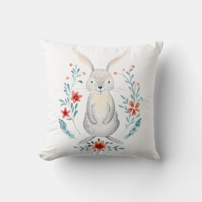 Woodland Animals Rabbit Decorative Pillow (Front)
