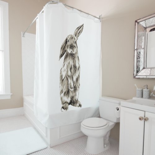 Woodland animals rabbit nursery shower curtain