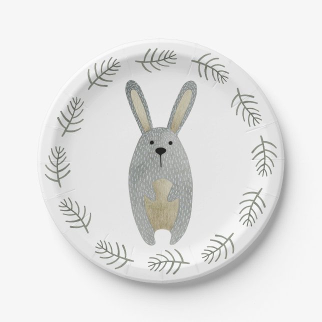 Woodland Animals Rabbit Paper Plates (Front)