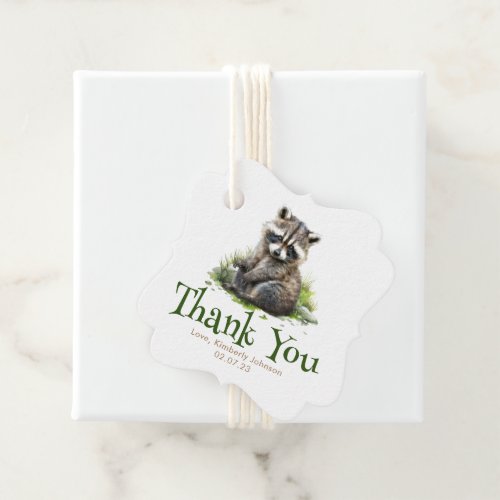 Woodland Animals Raccoon Cute Thank You Favor Tags